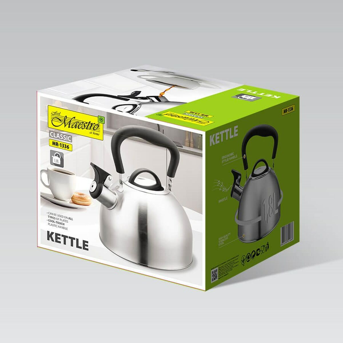 Tetera Feel Maestro MR-1336 Negro Plateado Acero Inoxidable 1,8 L