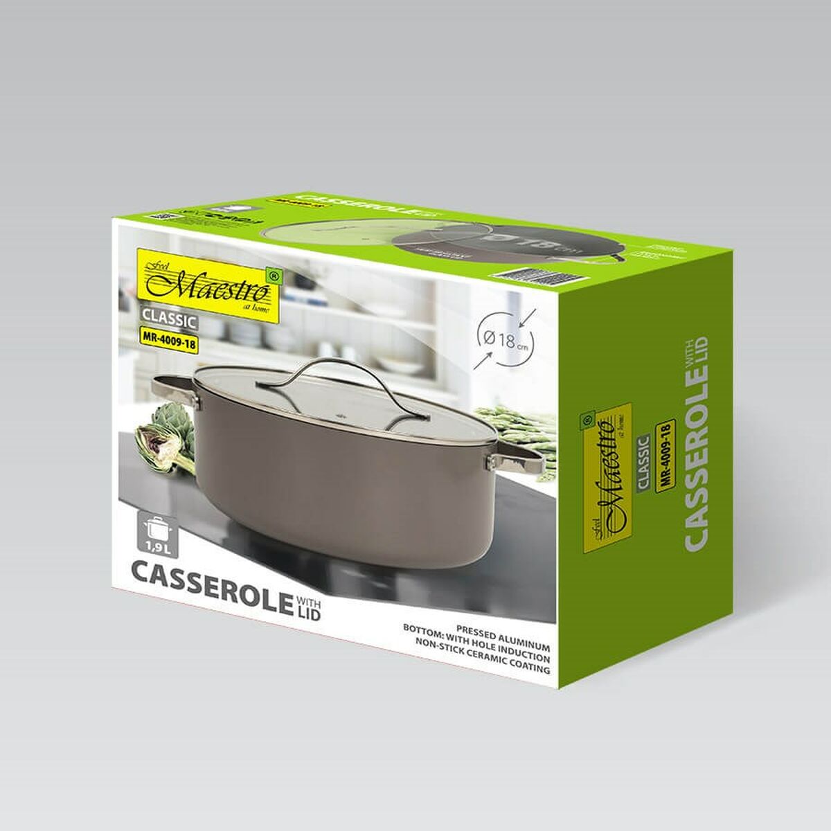 Olla con Tapa Feel Maestro MR-4009-18 Gris Metal Aluminio 18 cm 1,9 L