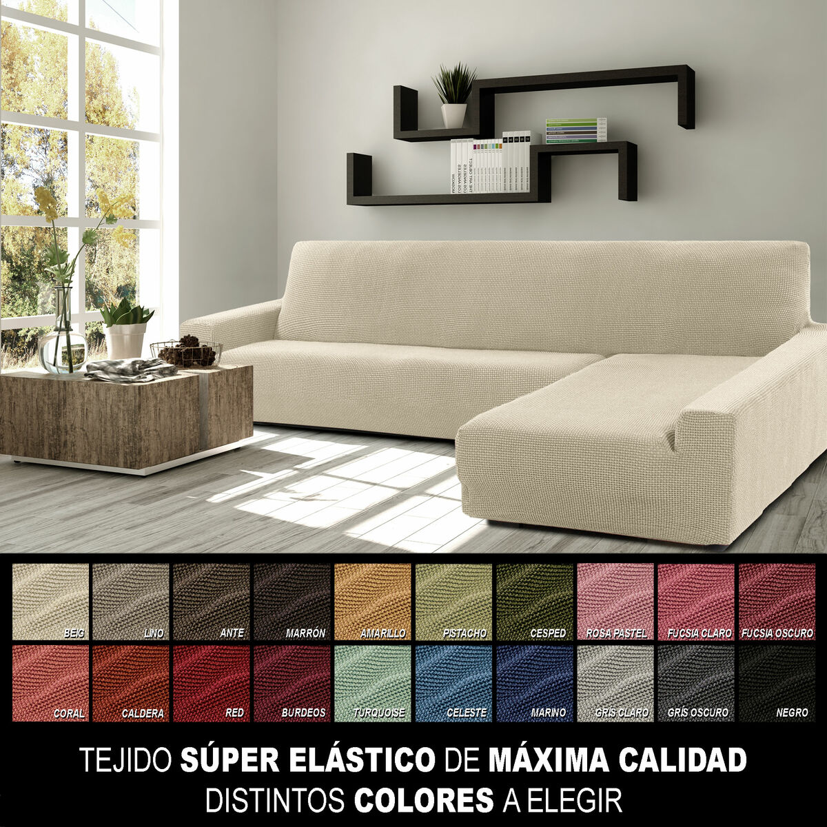 Funda para chaise longue de brazo largo derecho Sofaskins Beige (Reacondicionado B)