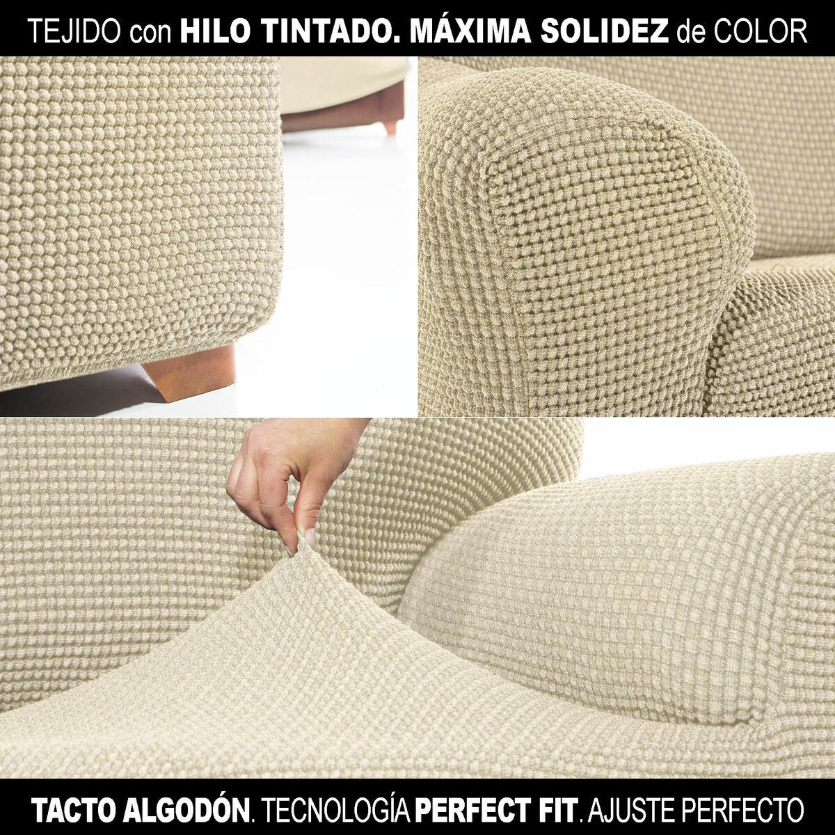 Funda para chaise longue de brazo largo derecho Sofaskins Beige (Reacondicionado B)