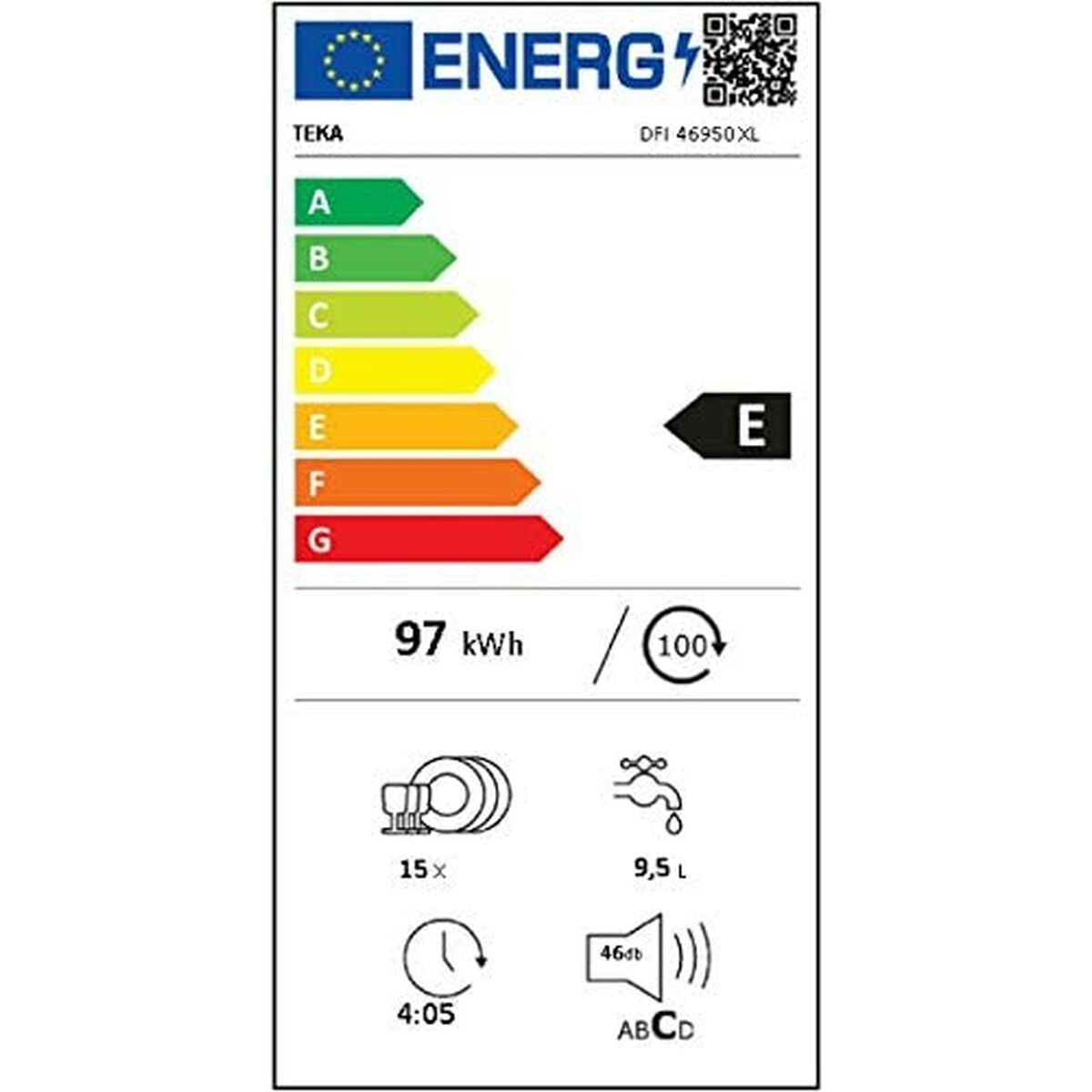 Lavavajillas Teka DFI 46950 XL Negro 60 cm