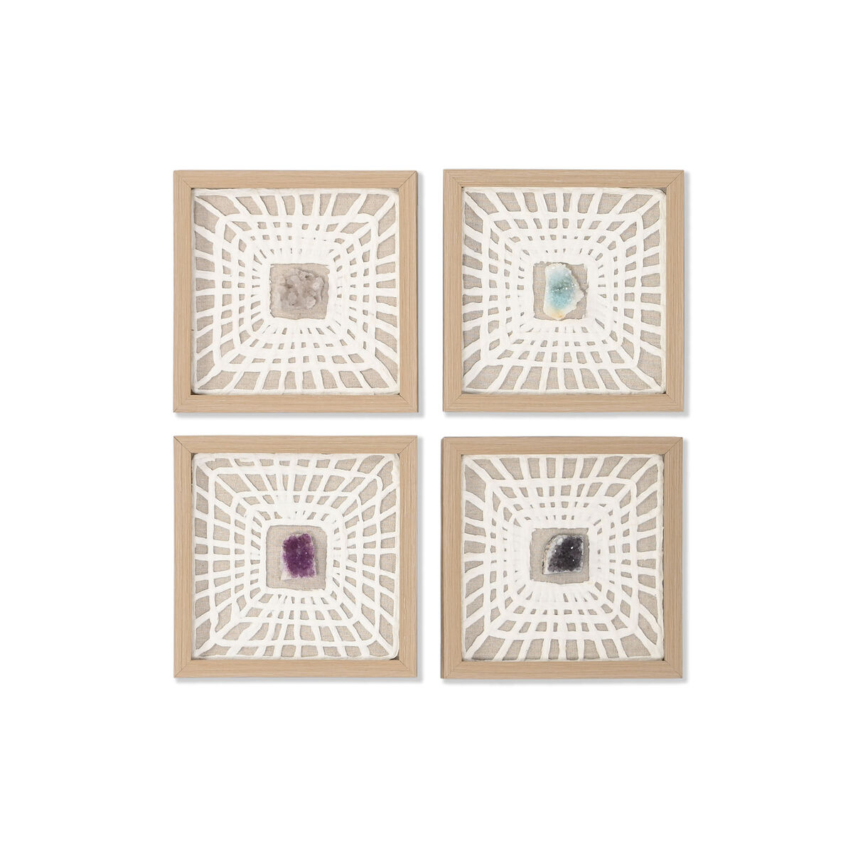 Juego de 4 cuadros Home ESPRIT Papel Cristal 22 x 2 x 22 cm