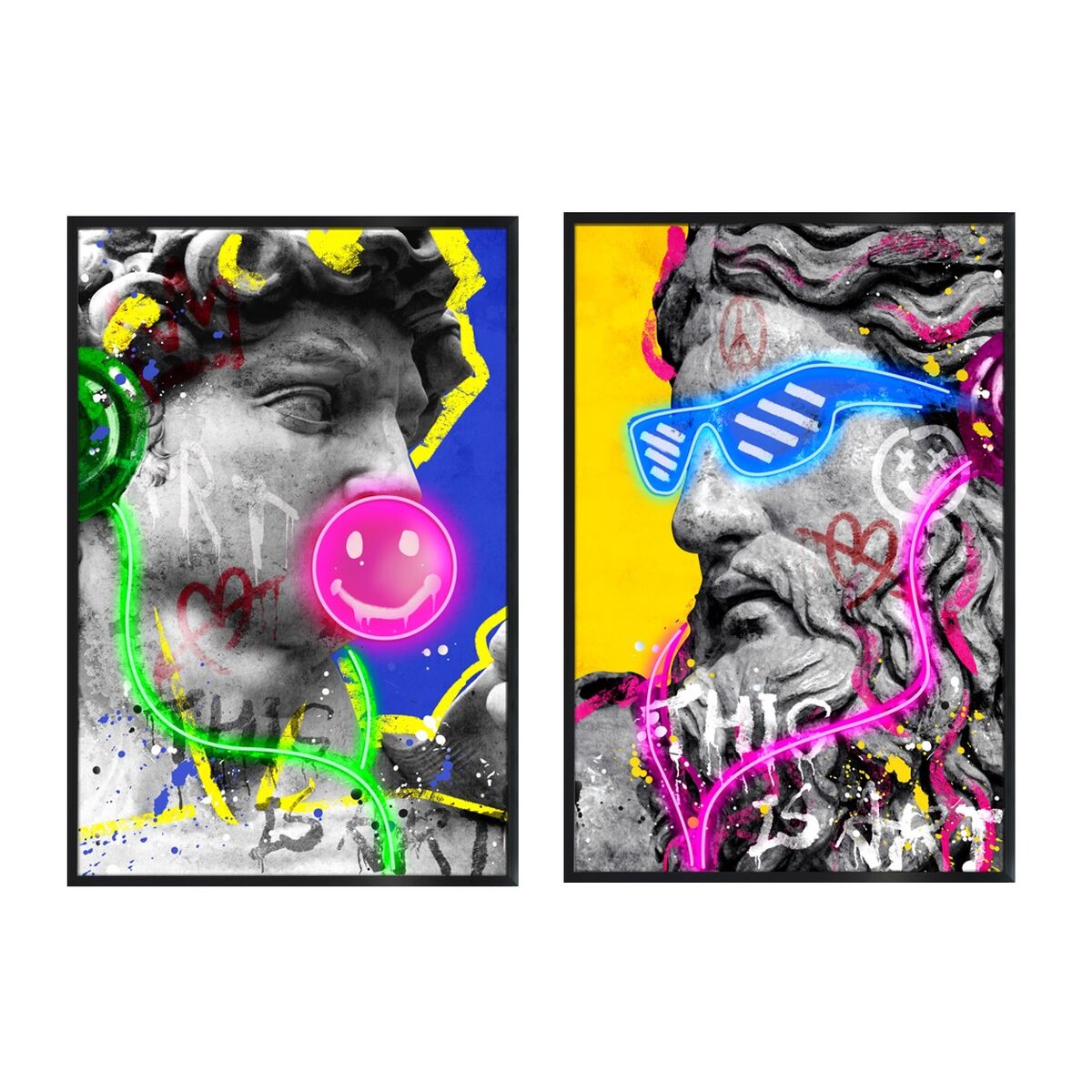 Cuadro con LED Home ESPRIT Moderno Mitológico 83 x 3 x 123 cm (2 Unidades)