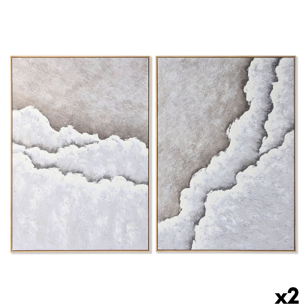 Cuadro Home ESPRIT Blanco Beige Moderno Playa 103 x 4,3 x 143 cm (2 Unidades)