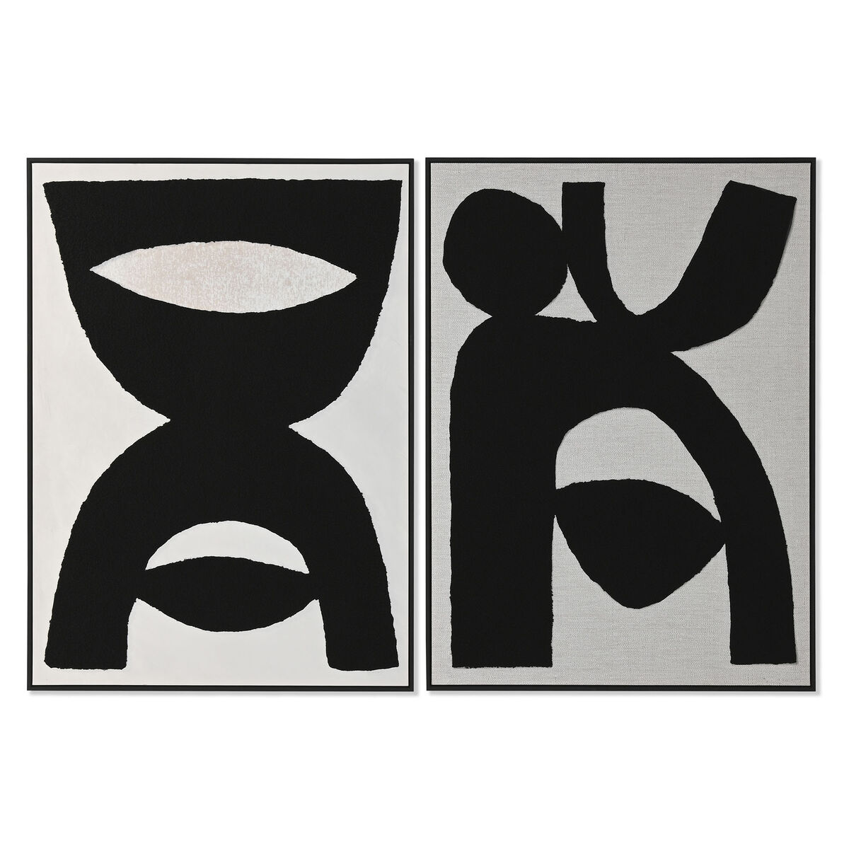 Cuadro Home ESPRIT Negro Beige Abstracto 103 x 4,3 x 143 cm (2 Unidades)