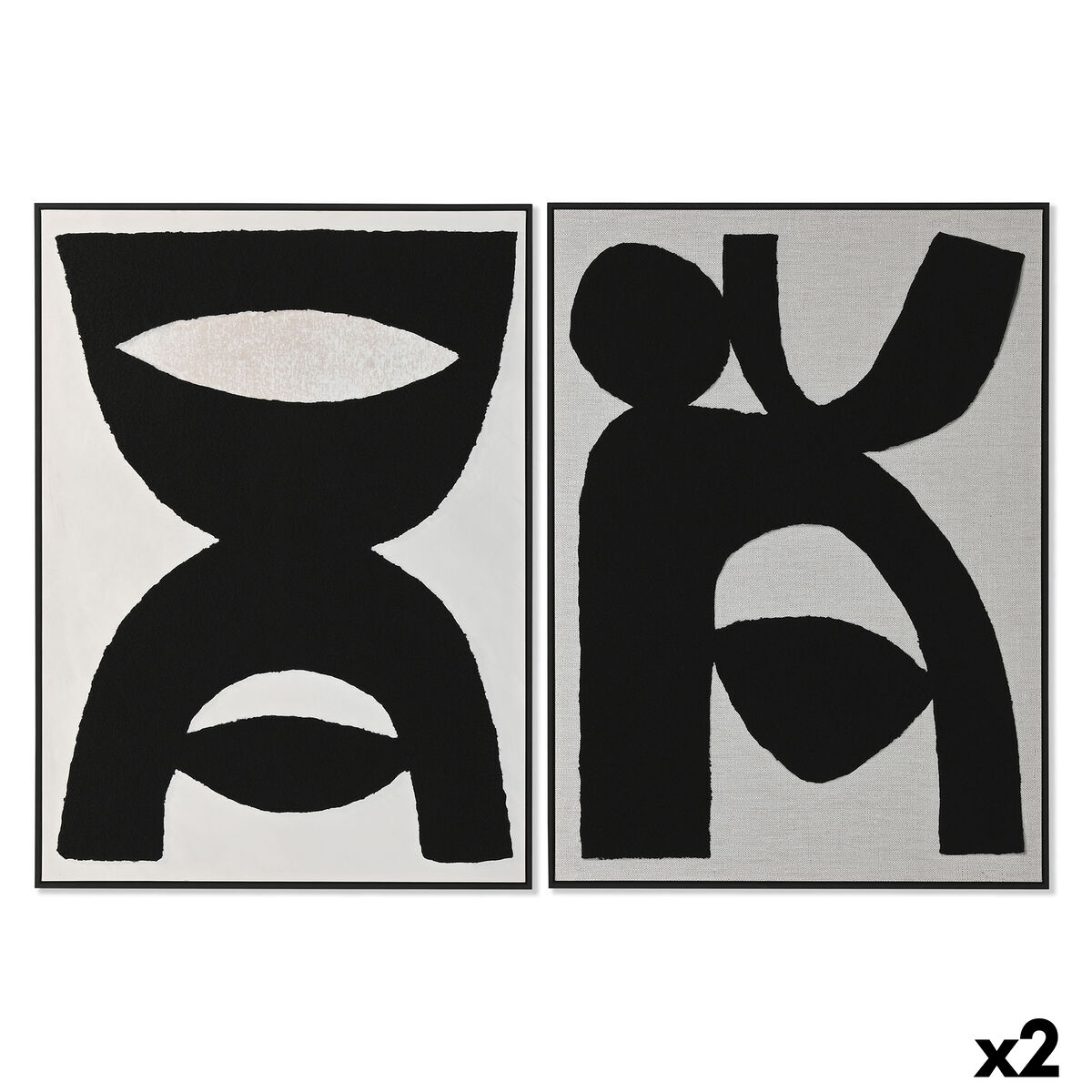 Cuadro Home ESPRIT Negro Beige Abstracto 103 x 4,3 x 143 cm (2 Unidades)