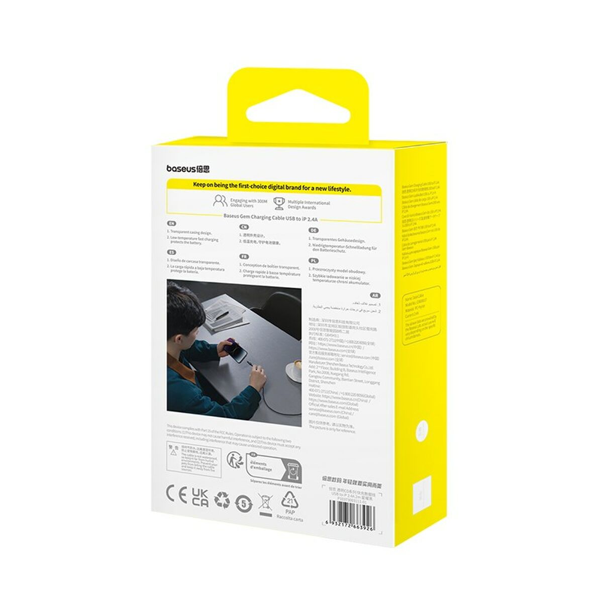 Cable USB a Lightning Baseus P10373003111-01 Negro 2 m