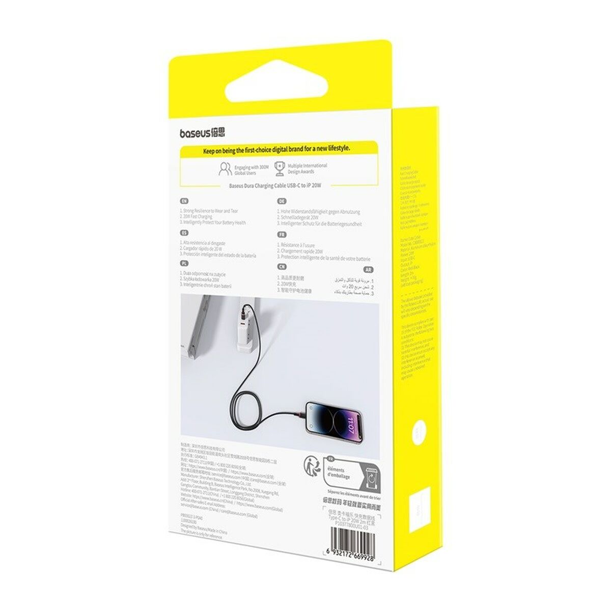 Cable USB-C a Lightning Baseus P10377800U01-03 Negro Rojo 2 m