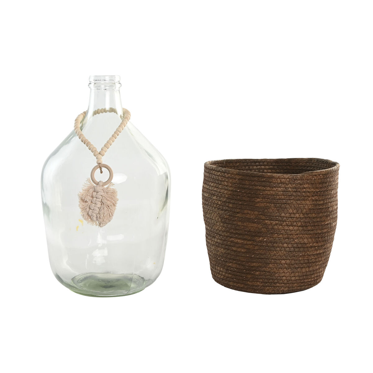 Jarrón Home ESPRIT Transparente Marrón oscuro Cristal Natural Colonial 26 x 26 x 39 cm