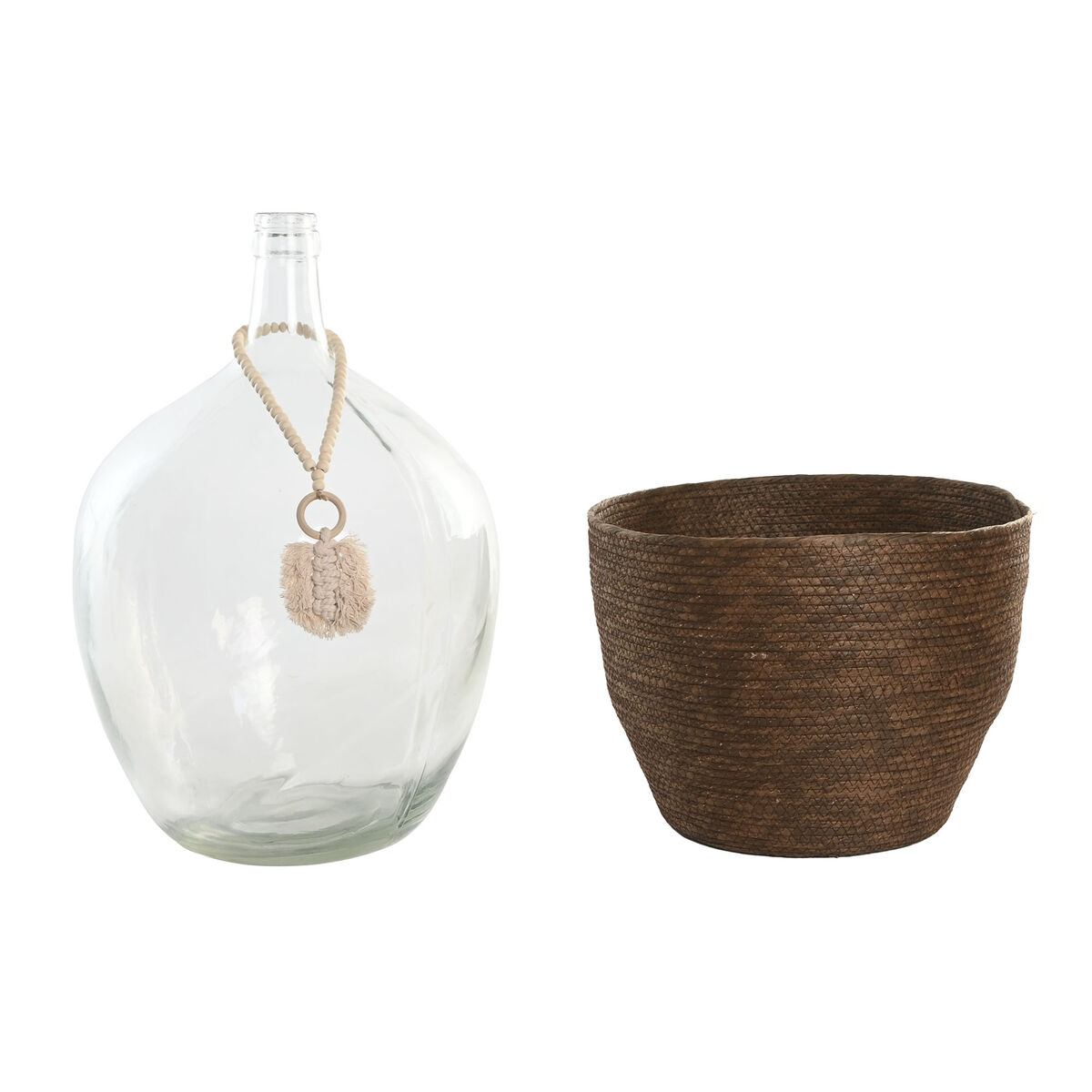 Jarrón Home ESPRIT Transparente Marrón oscuro Cristal Colonial 37 x 37 x 55 cm