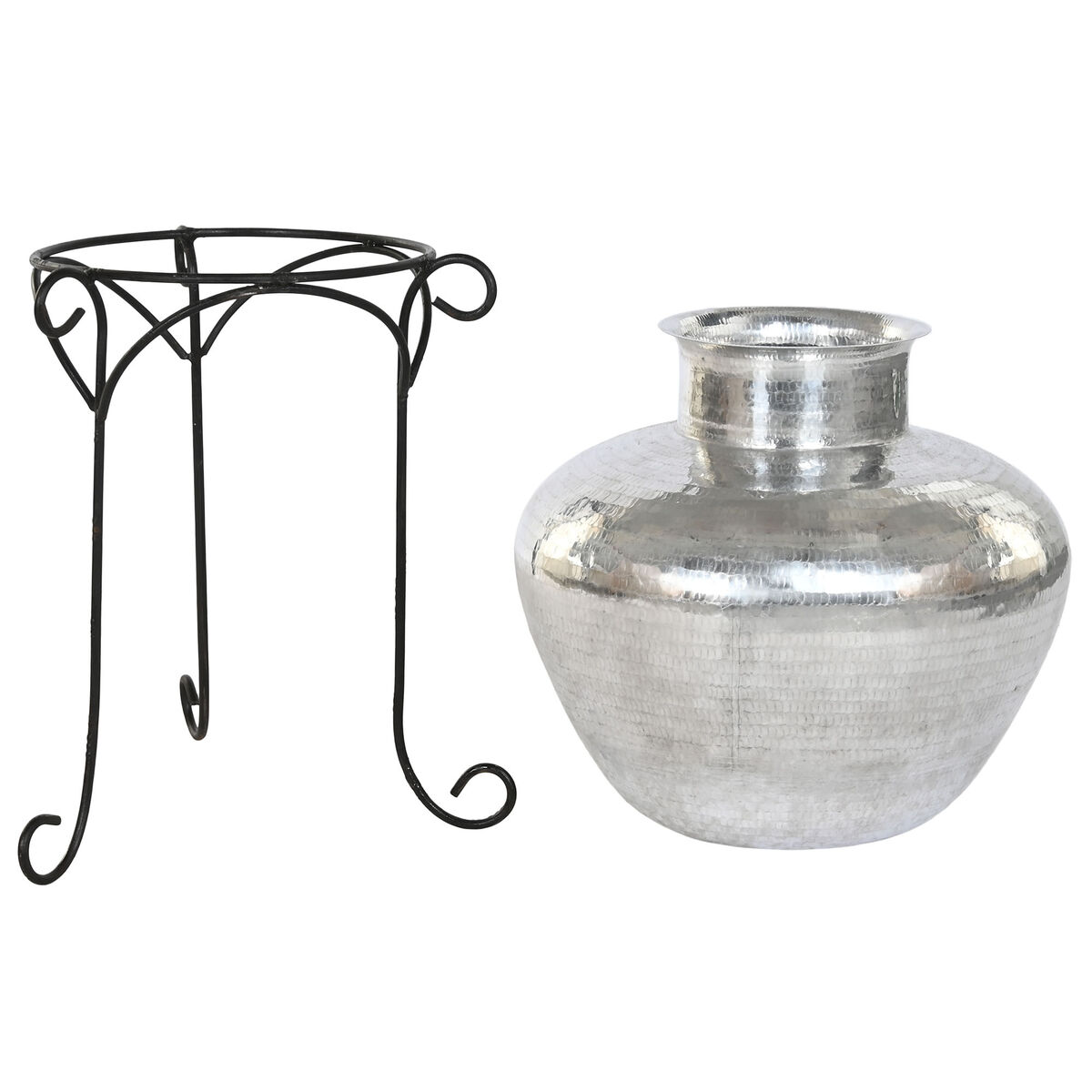 Jarrón Home ESPRIT Negro Plateado Aluminio 45 x 45 x 95 cm