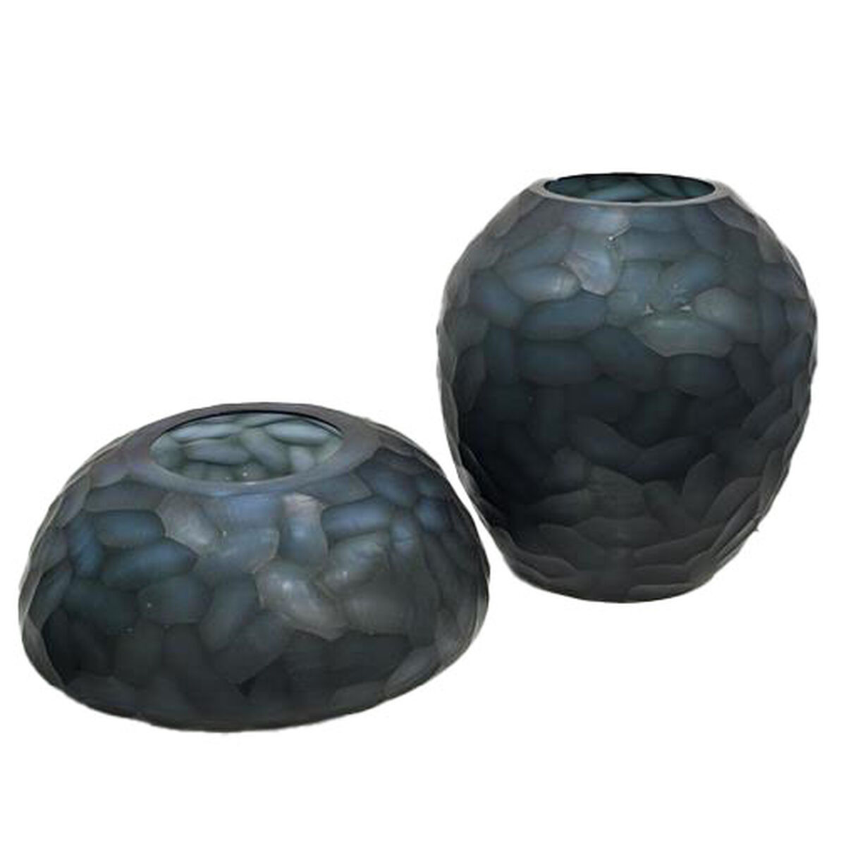 Jarrón Home ESPRIT Azul Cristal Moderno 33 x 33 x 14 cm