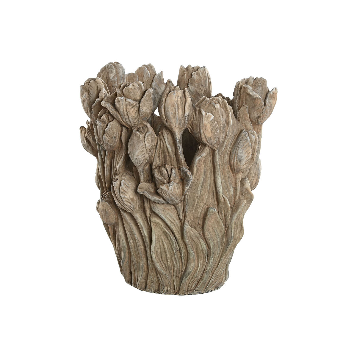 Jarrón Home ESPRIT Gris Cemento Tulipán 29 x 27 x 32 cm