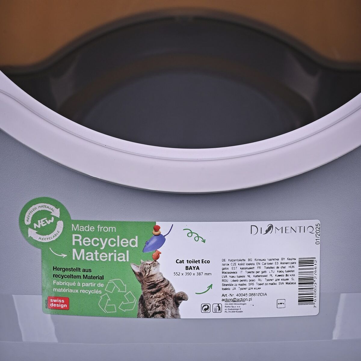 Arenero para Gatos Diamentiq 4004508810DIA Blanco Gris Plástico 40 x 38,7 x 55,5 cm