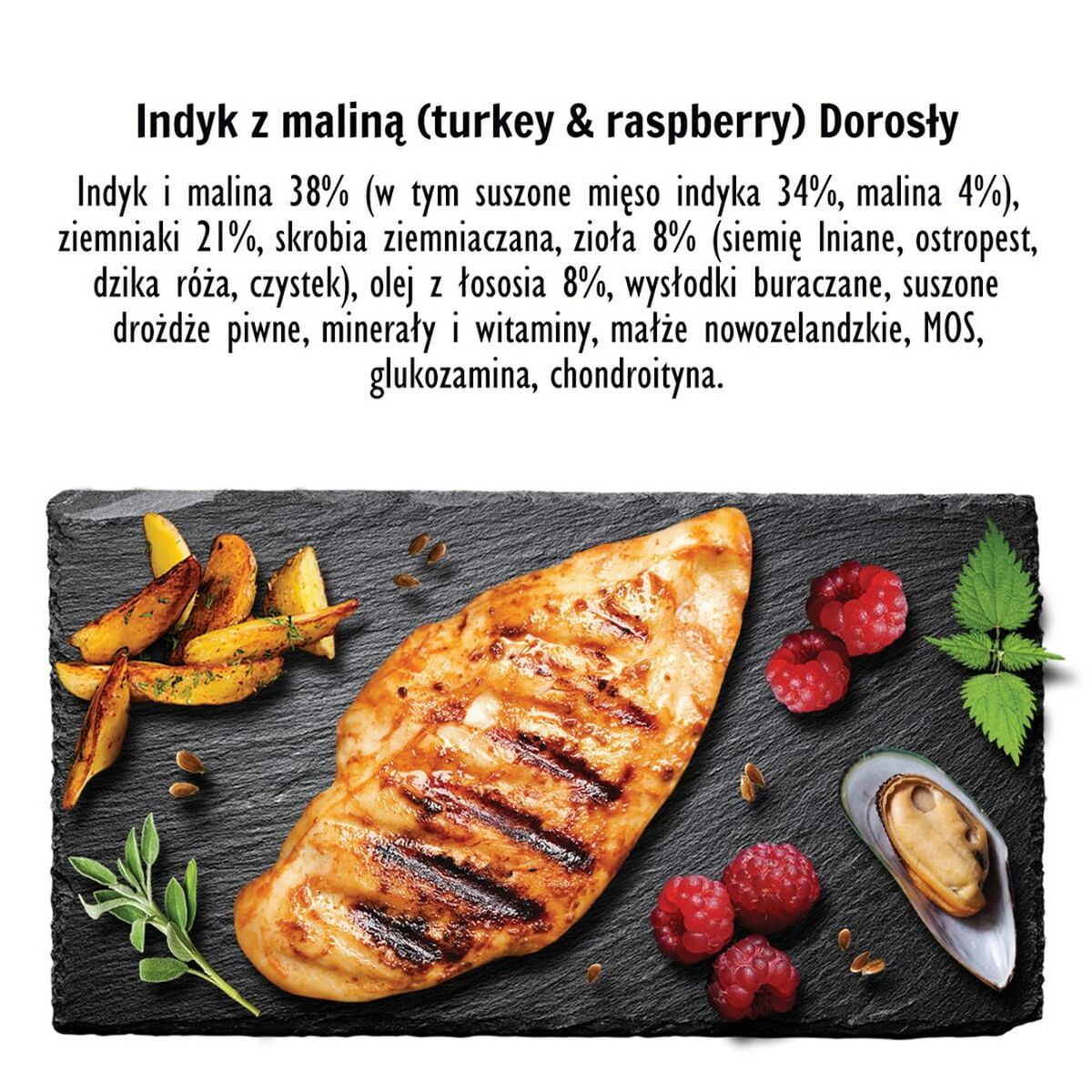 Pienso Paka Zwierzaka Turkey with raspberry M Pavo 9 kg