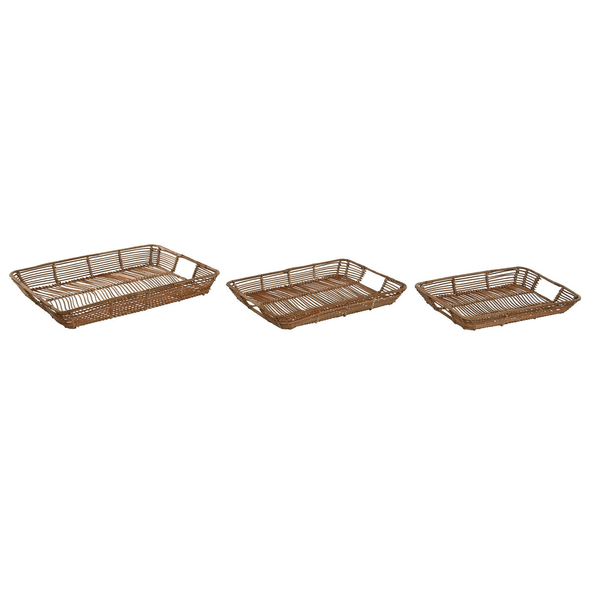Juego de Bandejas Home ESPRIT Natural Metal 44 x 32 x 6 cm (3 Unidades)