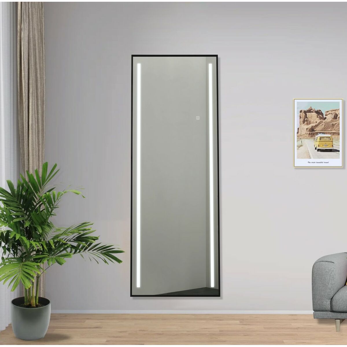 Espejo Vestidor Home ESPRIT Negro Aluminio 60 x 0,5 x 165 cm