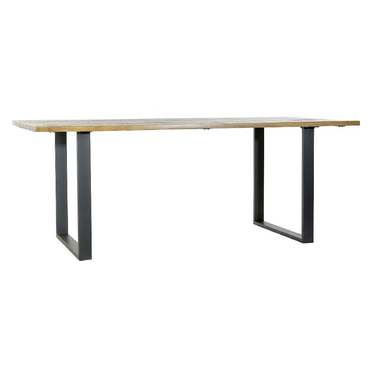 Mesa de Comedor Home ESPRIT Negro Natural Metal Madera de mango 200 x 100 x 76 cm