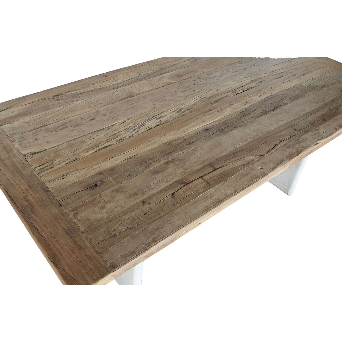 Mesa de Comedor Home ESPRIT Blanco Natural Madera Reciclada Madera de mango 200 x 100 x 77 cm 200,5 x 100,5 x 77 cm