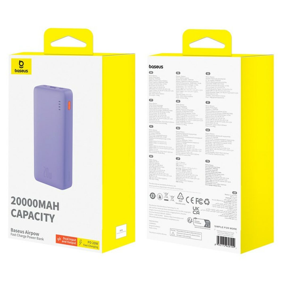 Powerbank Baseus P10022804513-00 Púrpura 20000 mAh 74 WH
