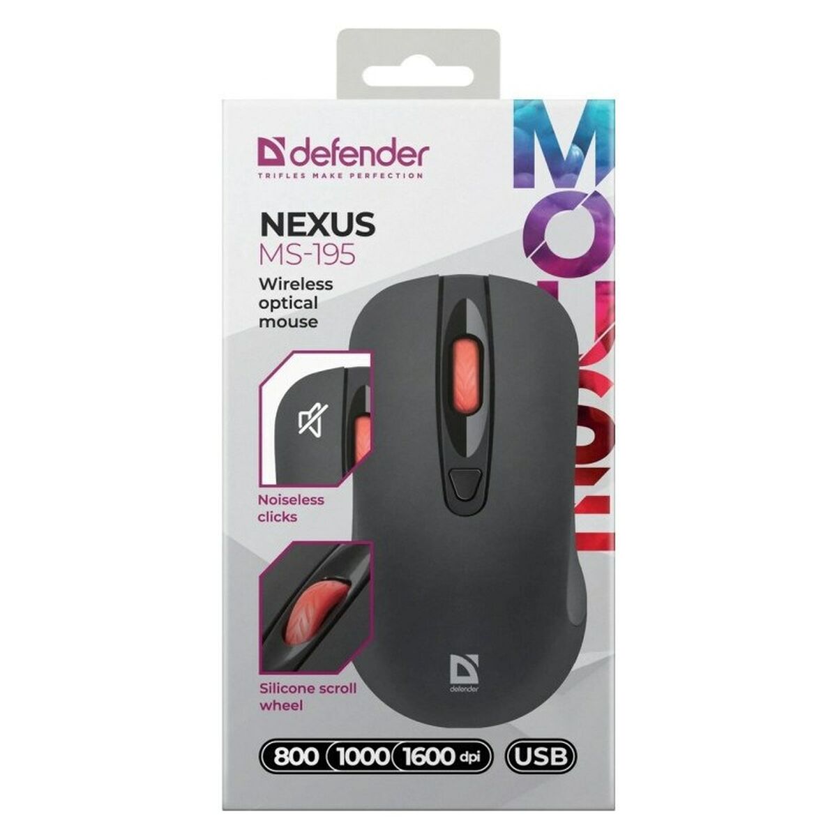Ratón Inalámbrico Óptico Defender NEXUS MS-195 RF Negro 1600 dpi