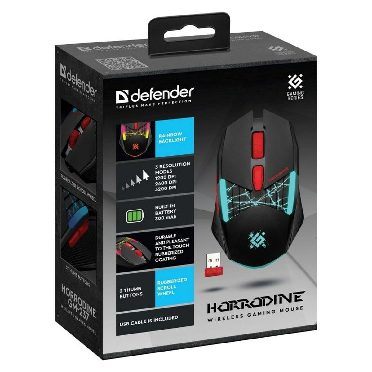 Ratón Gaming Defender GM-237 HORRODINE Negro 3200 DPI