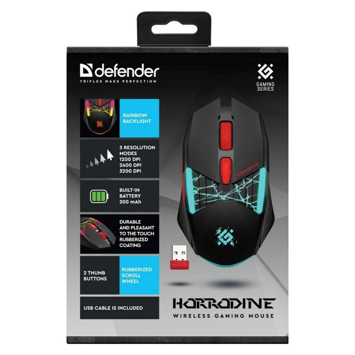 Ratón Gaming Defender GM-237 HORRODINE Negro 3200 DPI