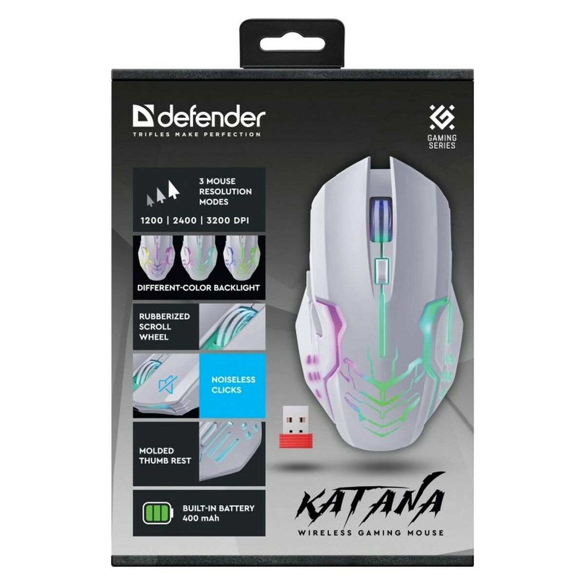 Ratón Gaming Defender 52512 Blanco 3200 DPI