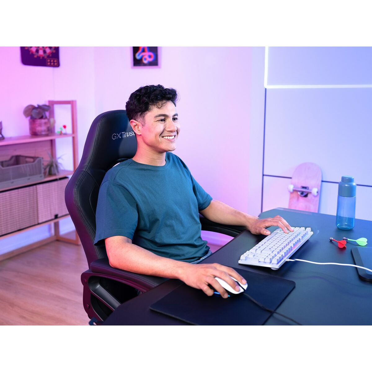 Teclado Gaming Trust GXT 833W THADO Blanco Multicolor QWERTY Qwerty US