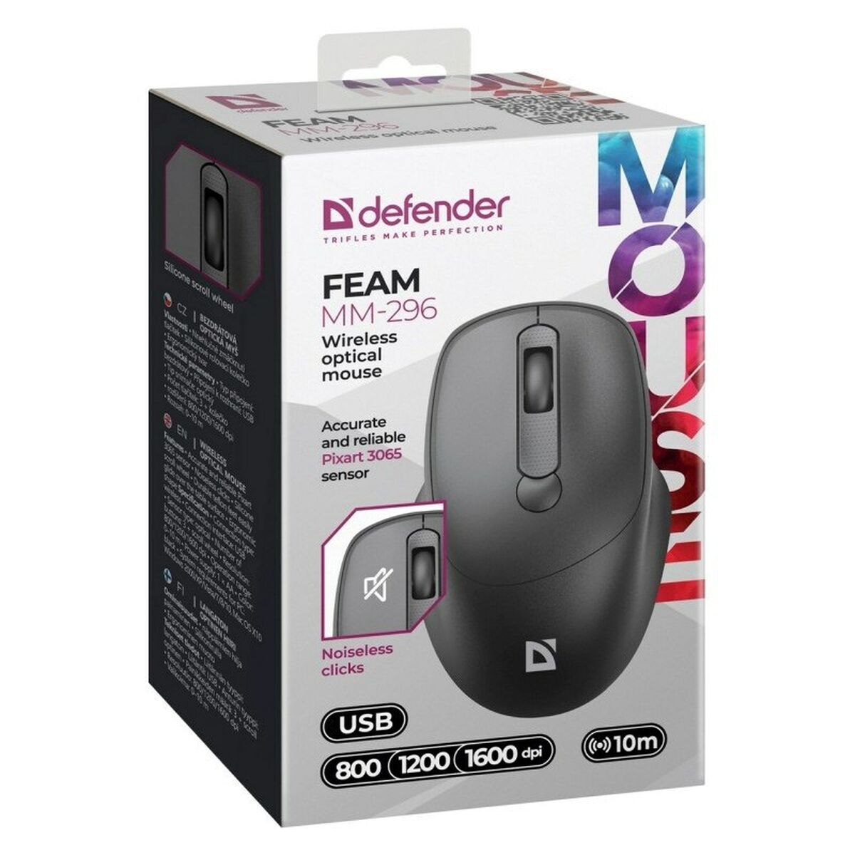 Ratón Gaming Defender FEAM MM-296 RF SILENT Negro