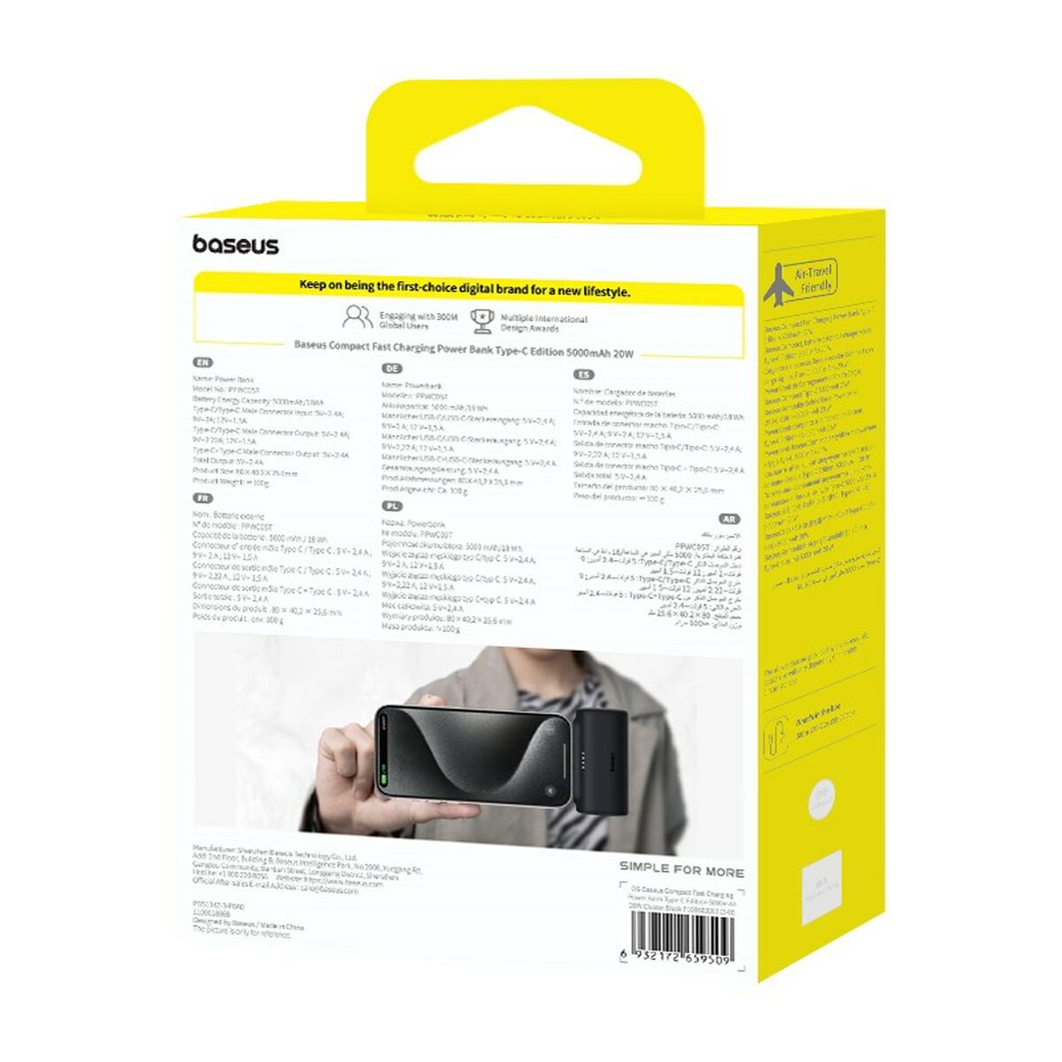 Powerbank Baseus P10068306113-00 Negro 5000 mAh