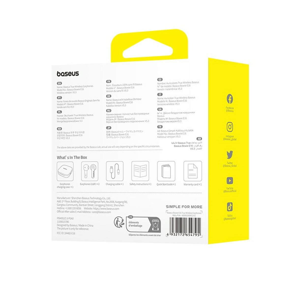 Auriculares Inalámbricos con Estuche de Carga Baseus Bowie E16 Rosa