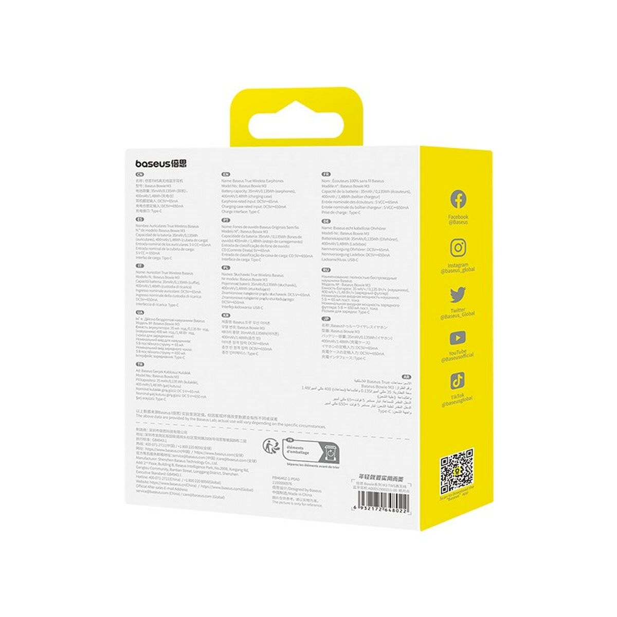 Auriculares Inalámbricos con Estuche de Carga Baseus Bowie M3 Blanco