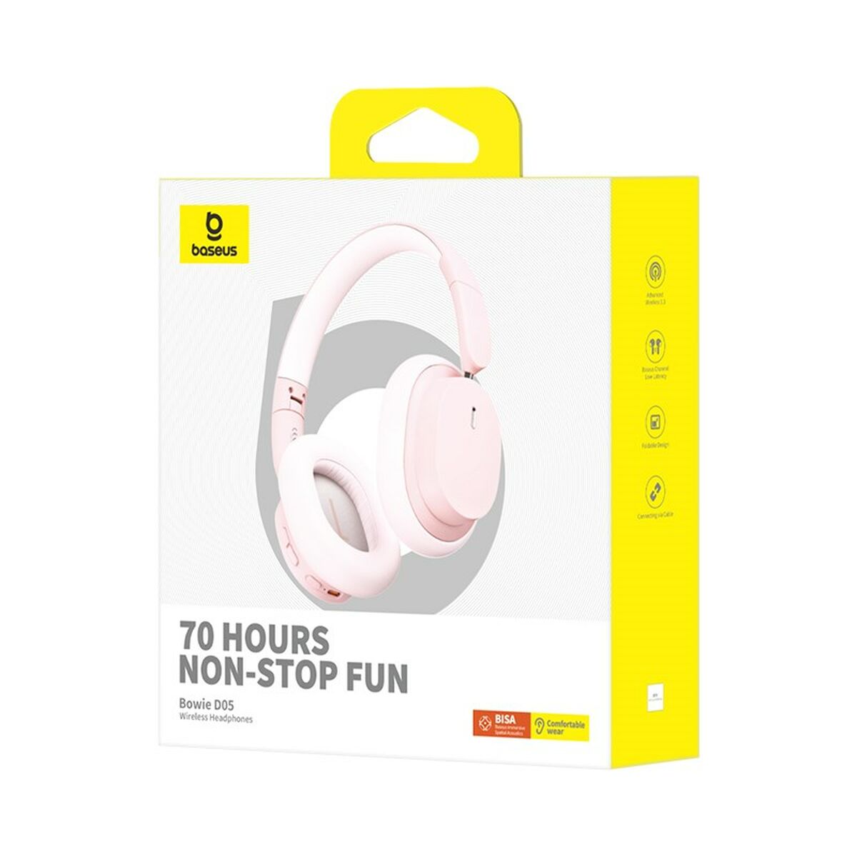 Auriculares de Diadema Bluetooth Baseus Bowie D05 Rosa (Rosa)
