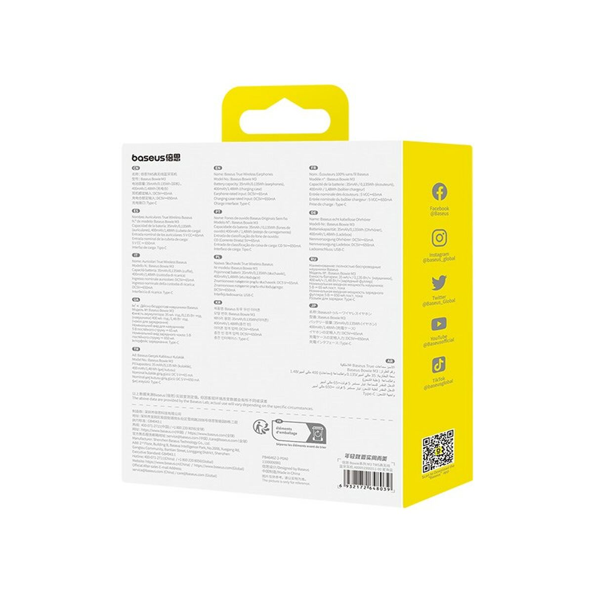 Auriculares Inalámbricos con Estuche de Carga Baseus Bowie M3 Azul