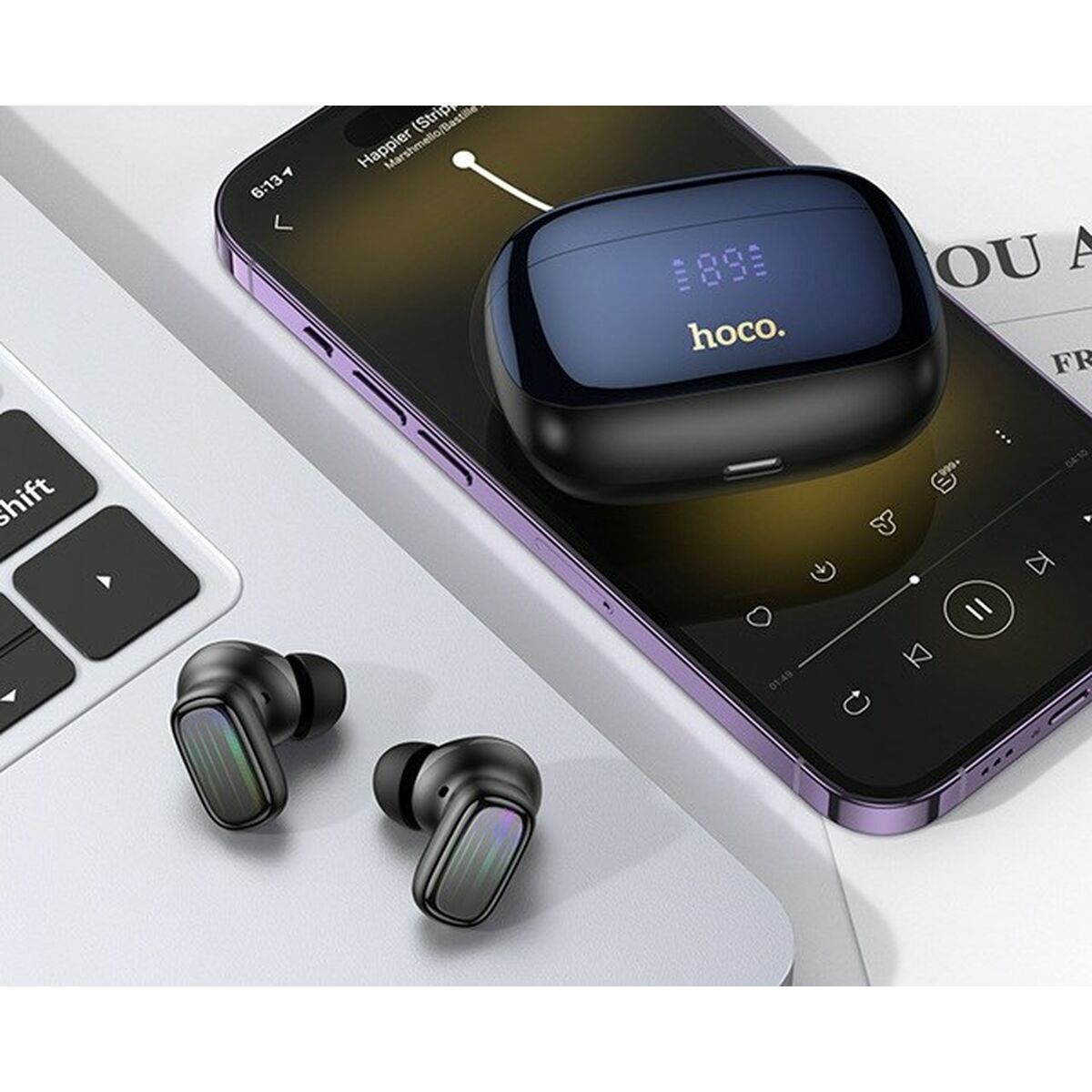 Auriculares Inalámbricos con Estuche de Carga Hoco EQ20 Rhyme Negro