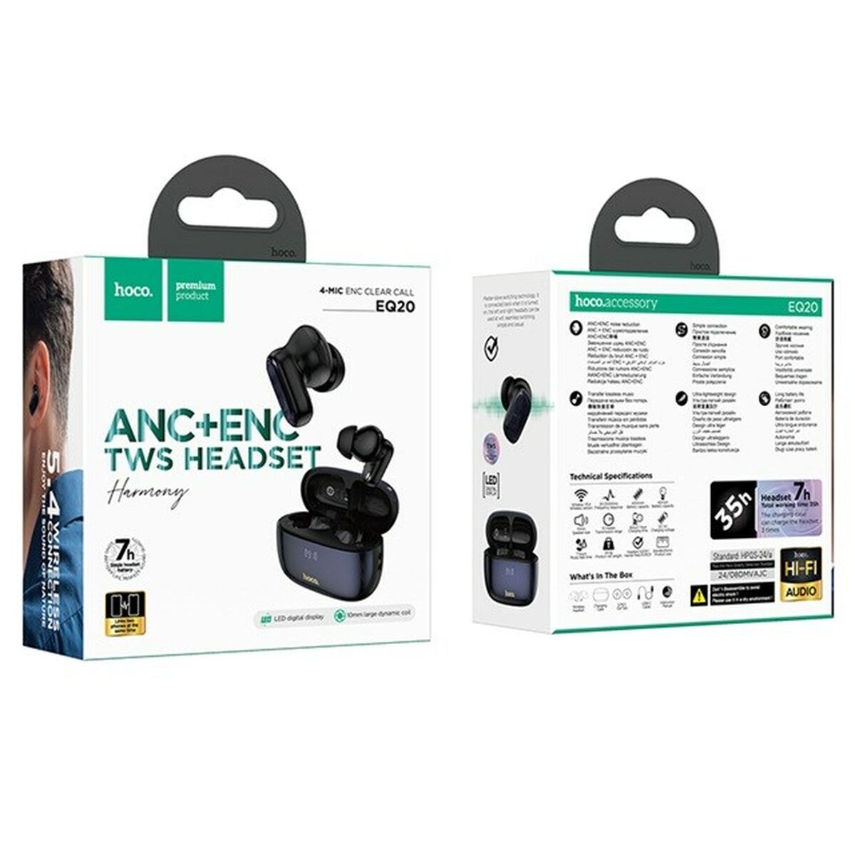 Auriculares Inalámbricos con Estuche de Carga Hoco EQ20 Rhyme Negro