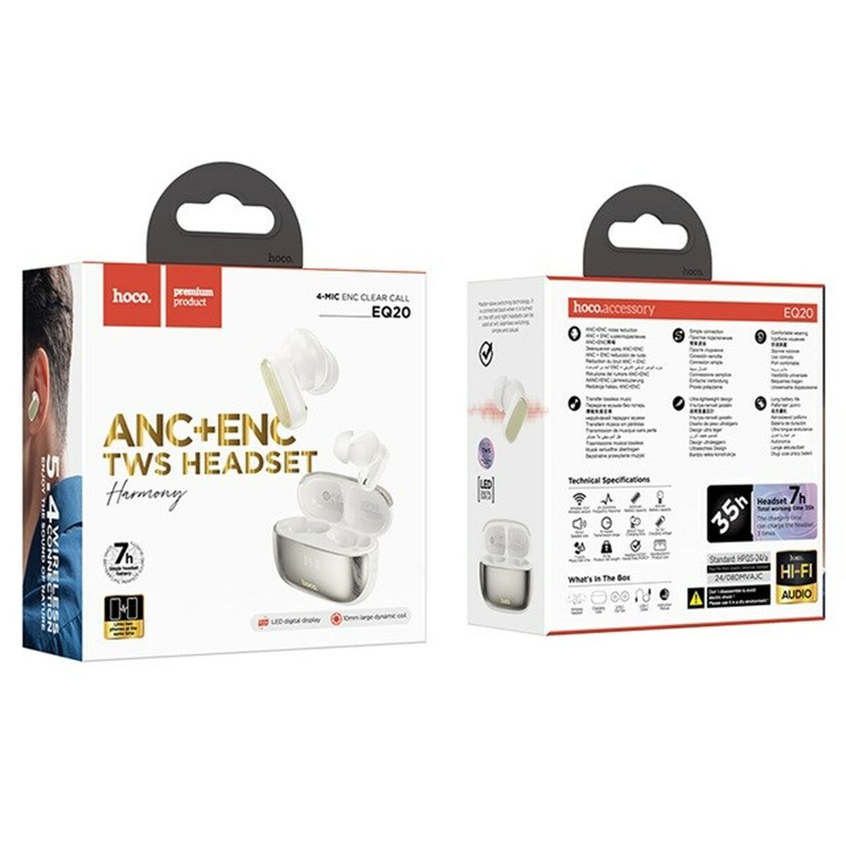 Auriculares Inalámbricos con Estuche de Carga Hoco EQ20 Rhyme Blanco