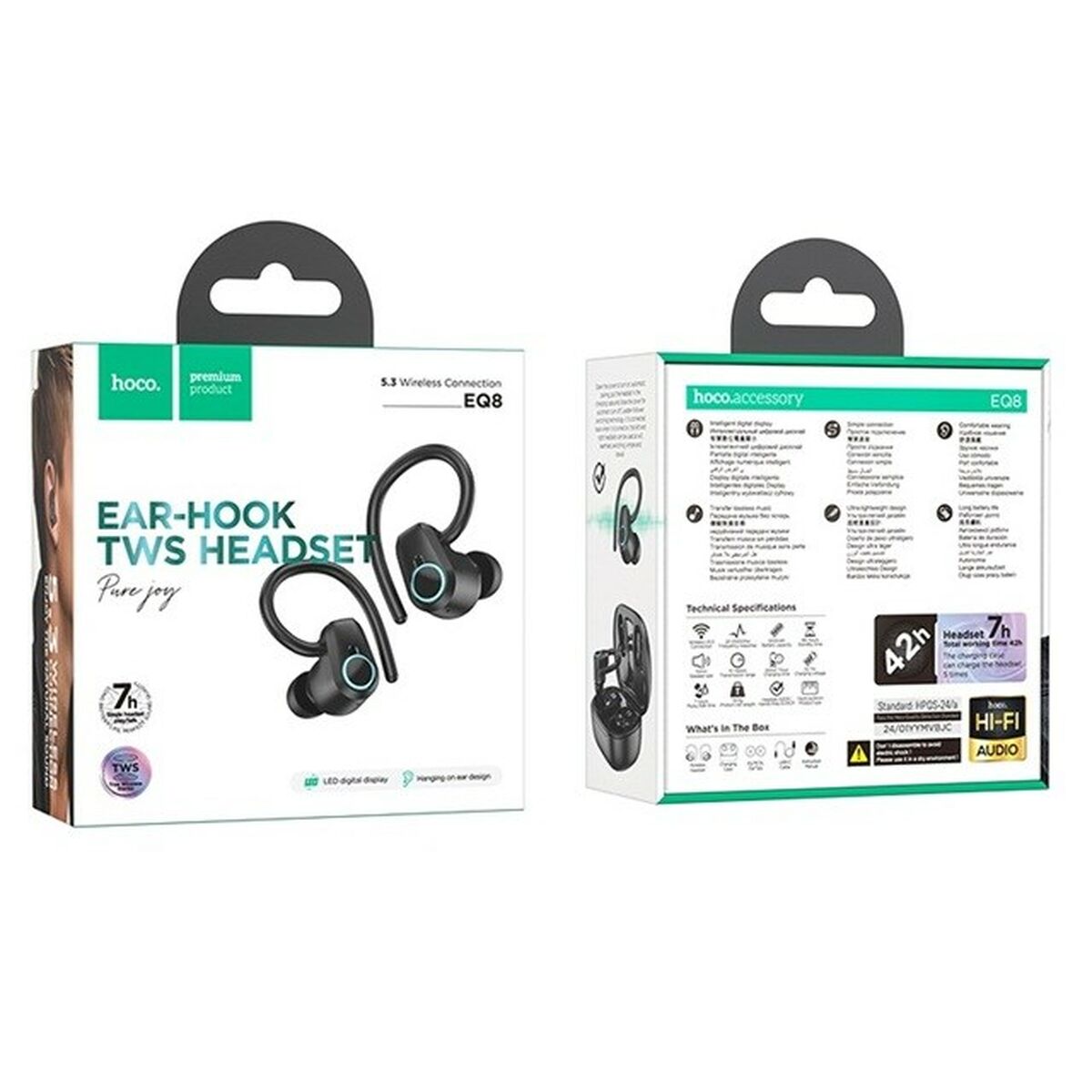 Auriculares Inalámbricos con Estuche de Carga Hoco EQ8 Pure Joy Negro