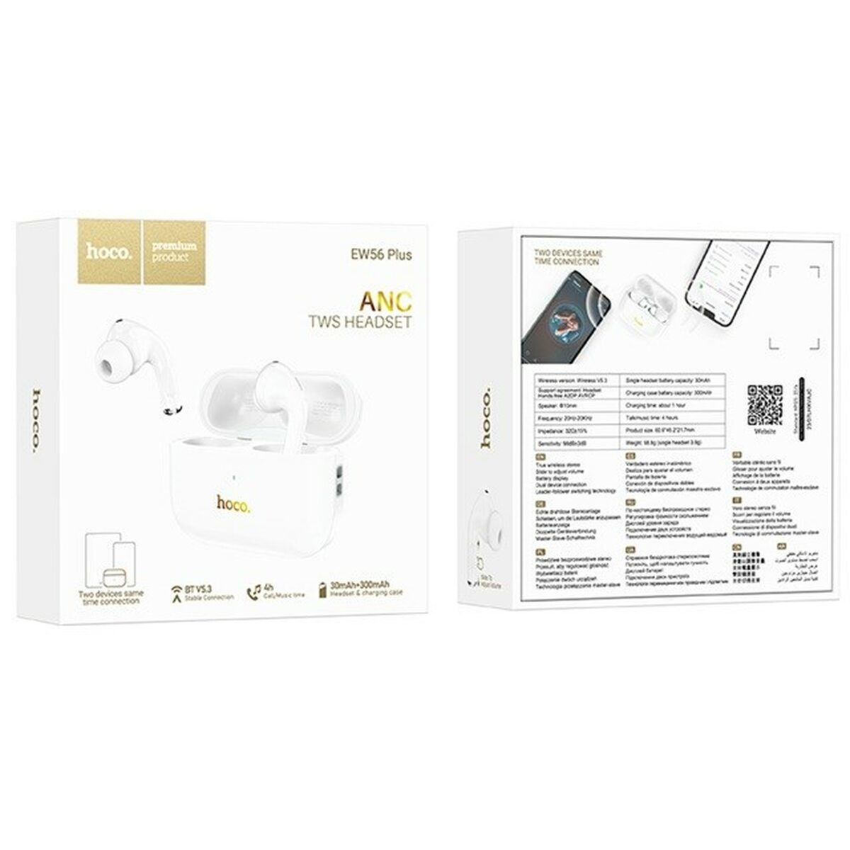 Auriculares Inalámbricos con Estuche de Carga Hoco EW56 Plus Generoso Blanco