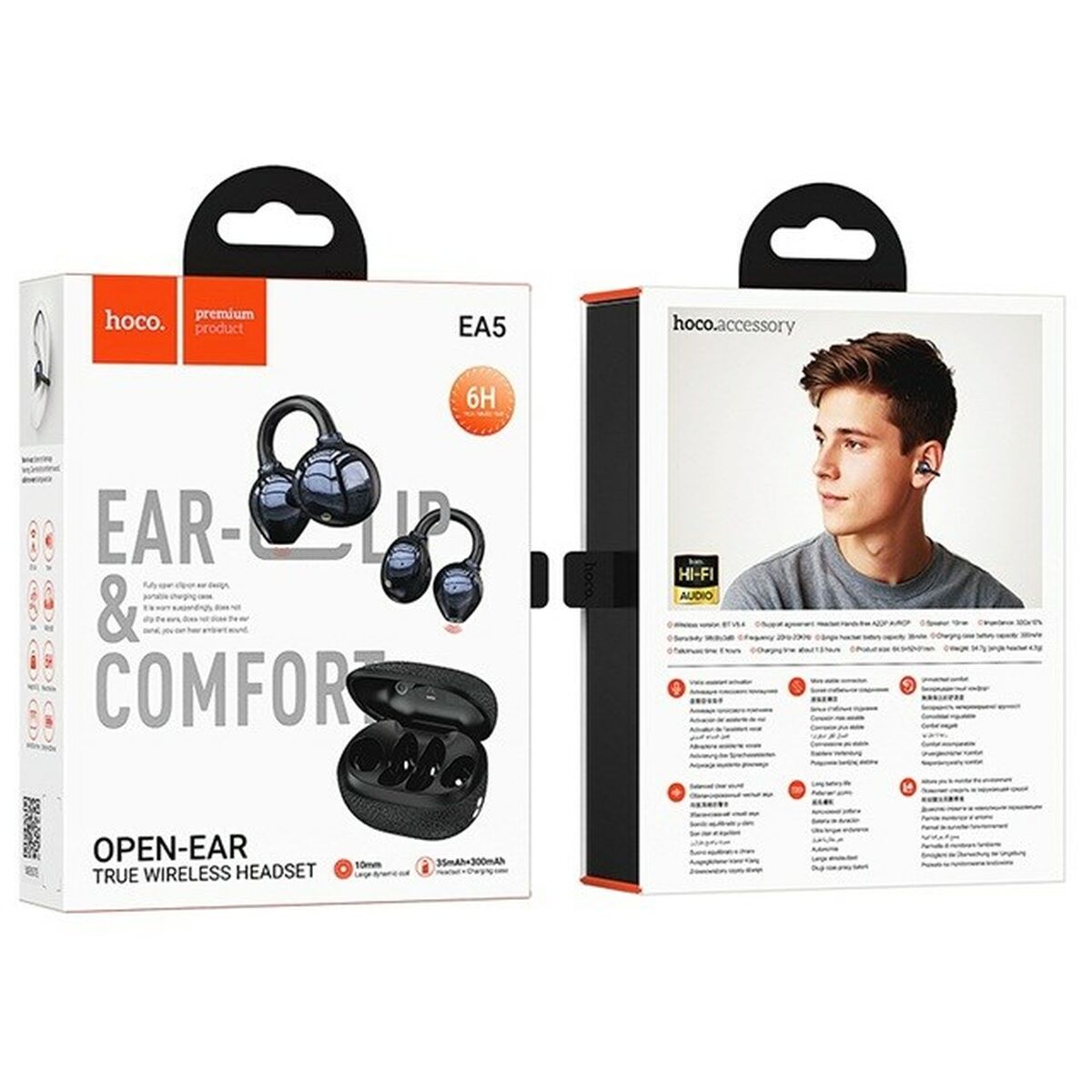 Auriculares Inalámbricos con Estuche de Carga Hoco EA5 DUKE III Negro