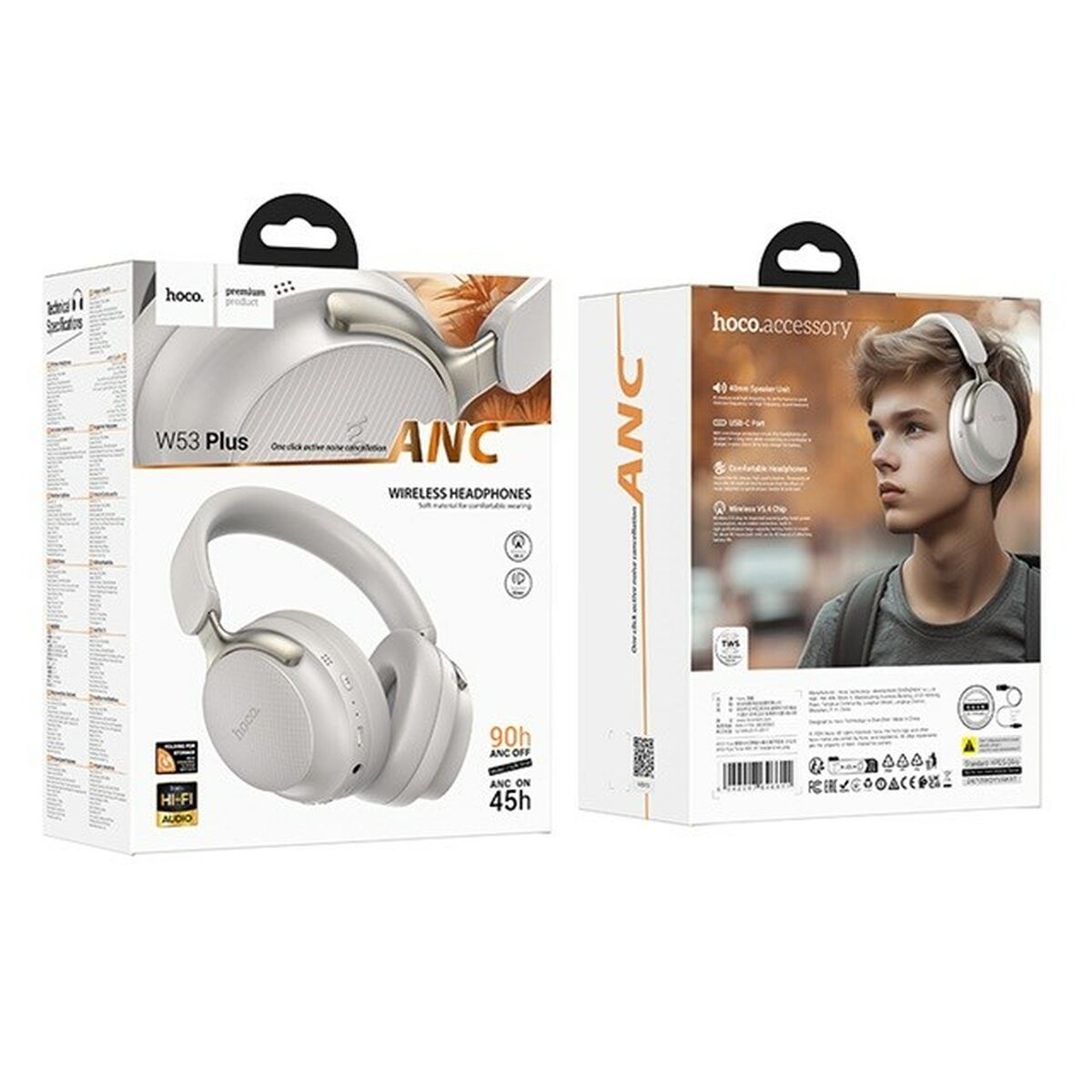 Auriculares Inalámbricos Hoco W53 Plus Tone Gris