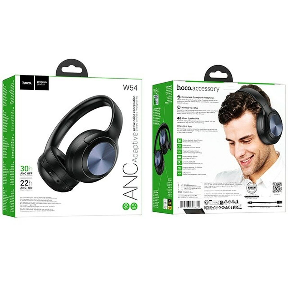 Auriculares Inalámbricos Hoco W54 Young Negro
