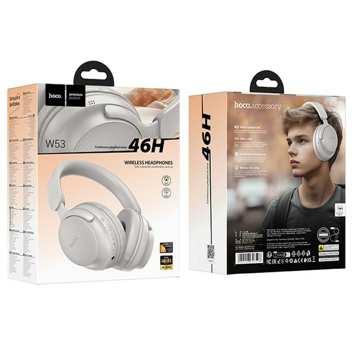 Auriculares Inalámbricos Hoco W53 Tone Gris