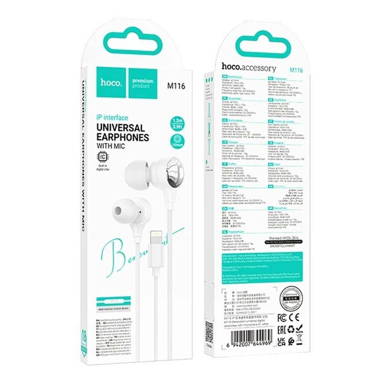 Auriculares con Micrófono Hoco M116 Benevolent Blanco