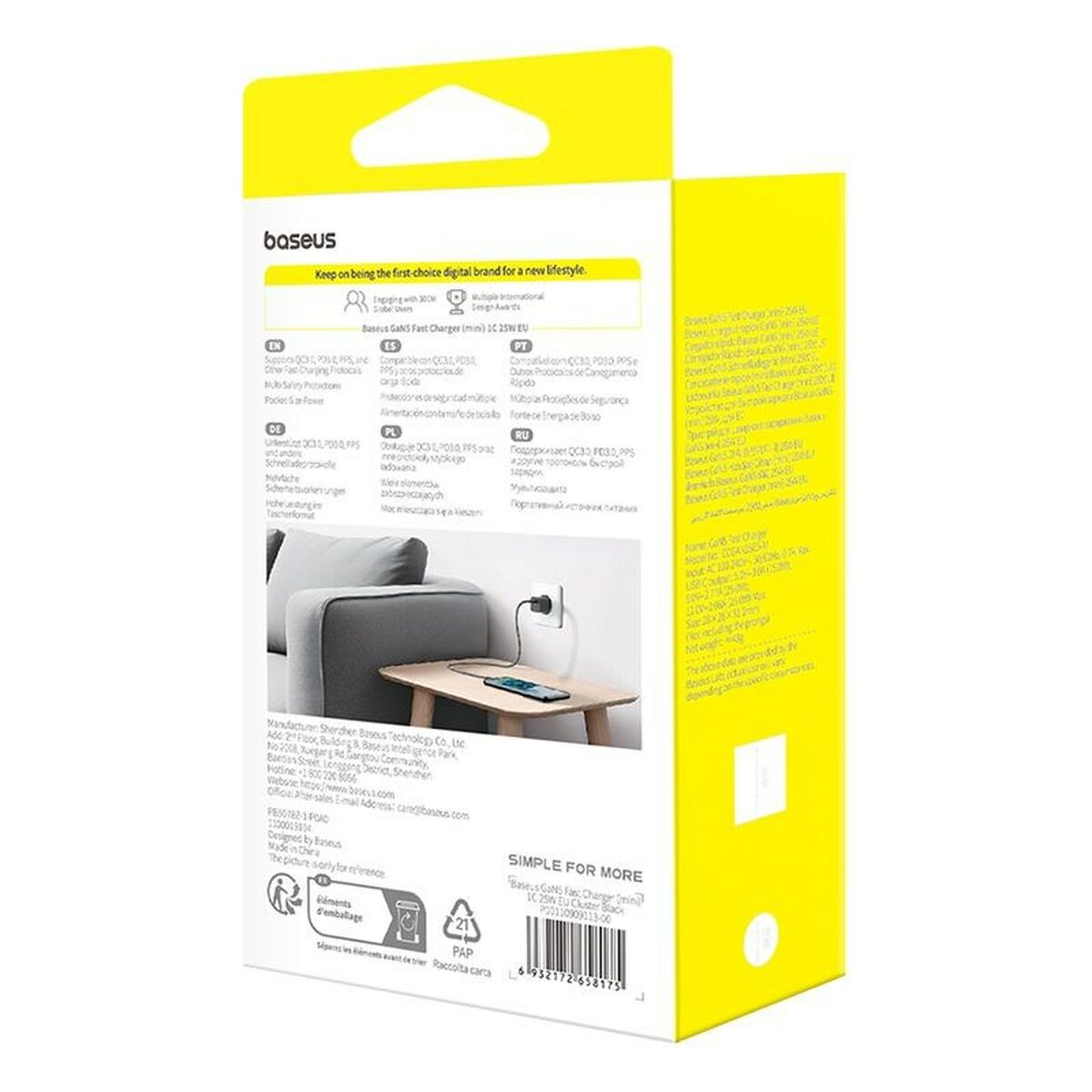 Cargador de Pared Baseus P10110909113-01 Negro 25 W