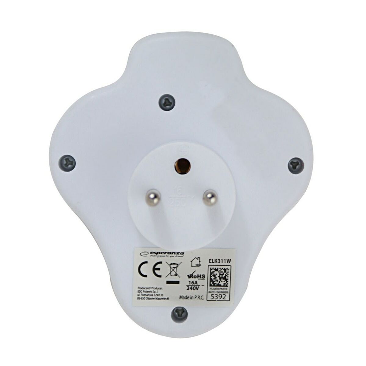 Ladrón de enchufe Esperanza ELK311W 2 Enchufes