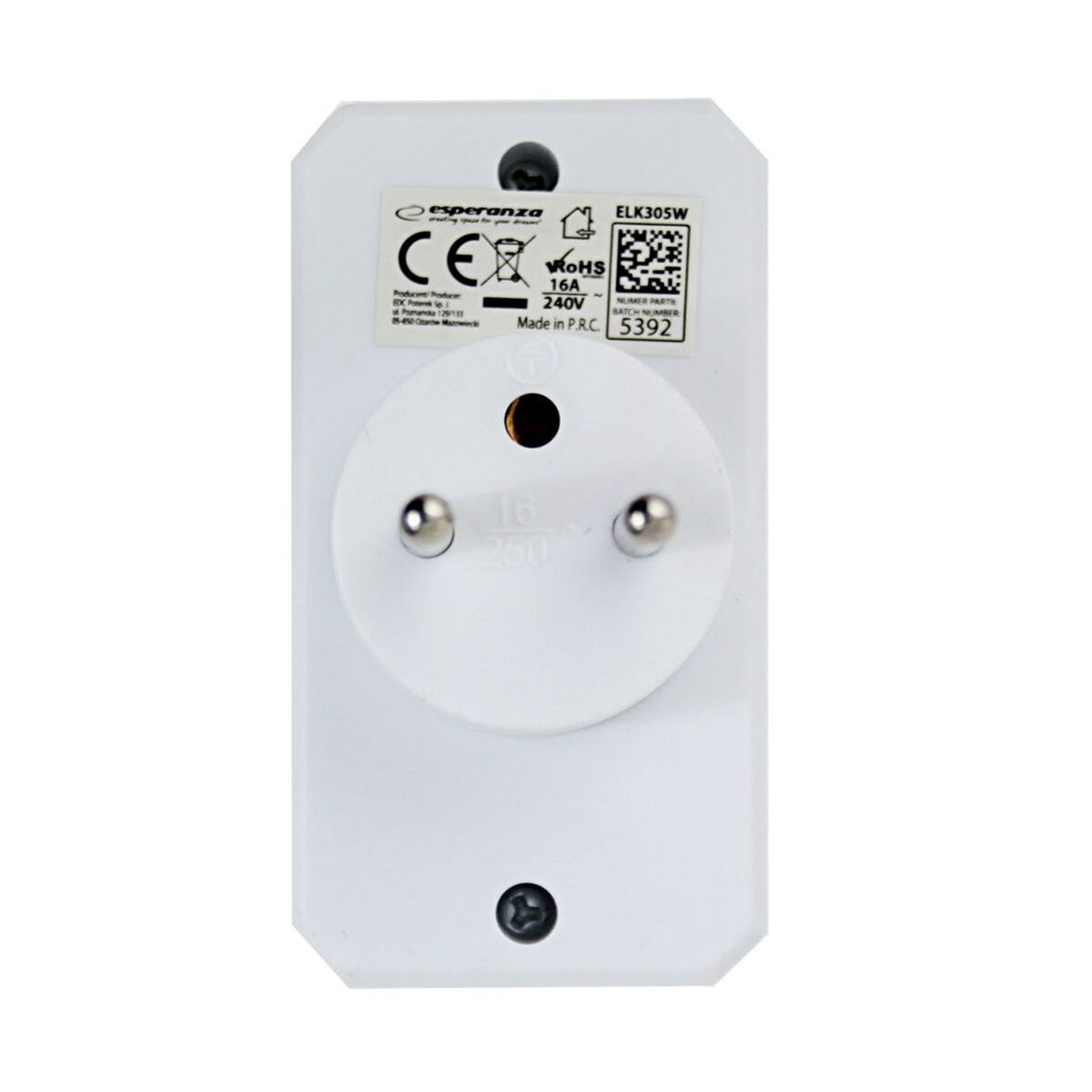 Ladrón de enchufe Esperanza ELK305W 2 Enchufes