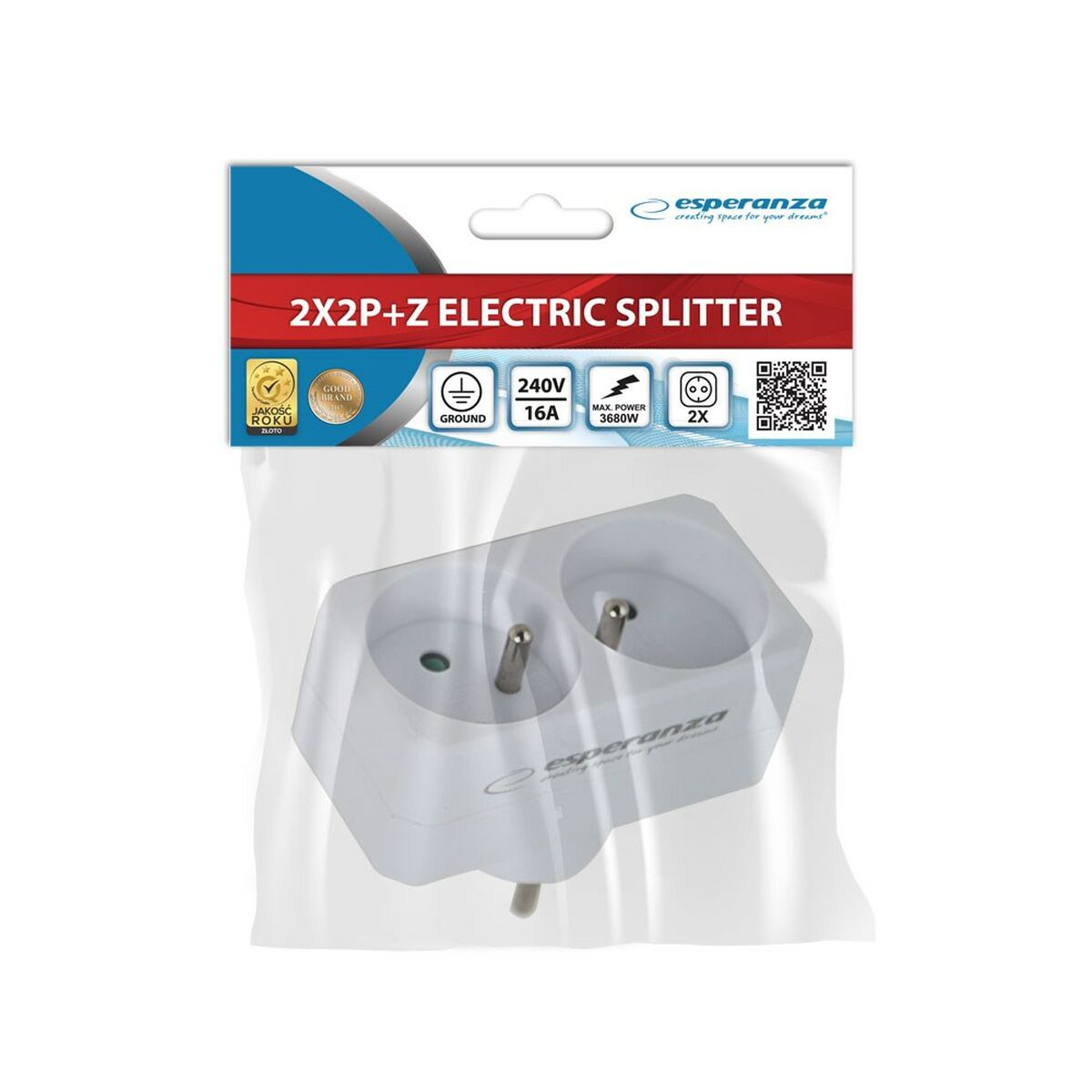 Ladrón de enchufe Esperanza ELK305W 2 Enchufes