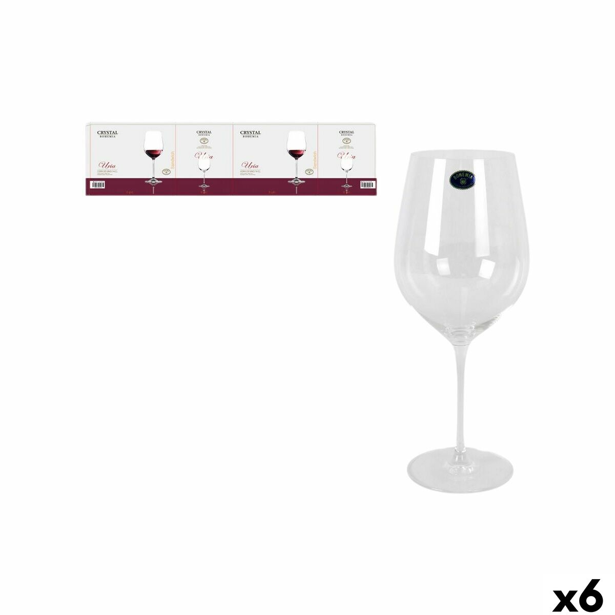 Set de copas de vino Bohemia Crystal Uria Cristal (6 Unidades)